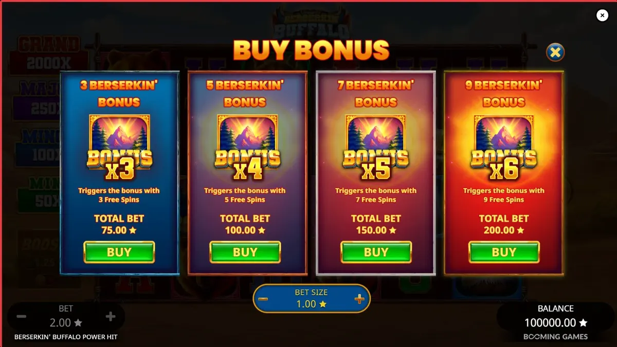 Tampilan visual slot Beserkin’ Buffalo Power Hit dengan tema alam liar dan kerbau mistis.